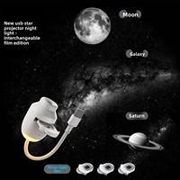 Projecteur USB amélioré Ciel Étoilé avec 3 diapositives interchangeables, Lampe de Projection Galaxie Lune Saturne pour Chambre, Maison, Voiture