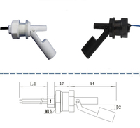 Usine M12 M16 Commutateur de niveau d'eau à flotteur horizontal en plastique de 1/2 pouces/capteur de niveau de liquide monté sur le côté pour alarme de réservoir d'huile d'eau