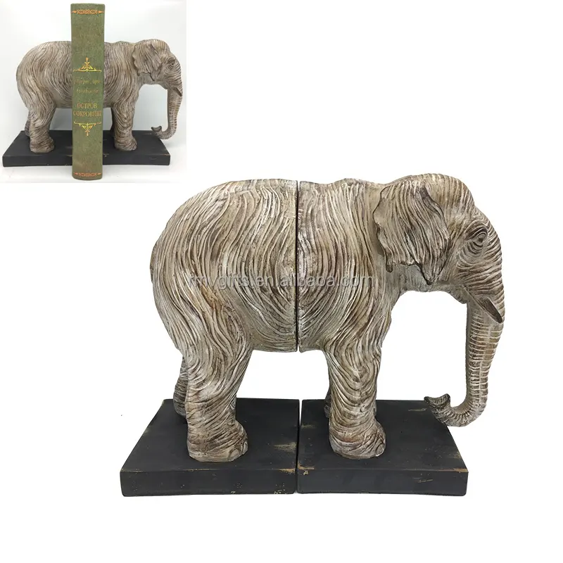 Wood Color New Fashion Resin Handicraft Elephant Ornaments Home Decoration Elephant Bookends