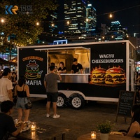 Remorque à hamburgers de 5 m, remorque de restauration personnalisée avec cuisine complète, double essieu, grande fenêtre de service pour la vente de nourriture de rue