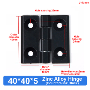 Dobradiças pequenas do armário do torque ajustável da liga do zinco preto <span class=keywords><strong>Mini</strong></span> dobradiça de amortecimento para a mobília com 40*40*5mm - Product Image 2