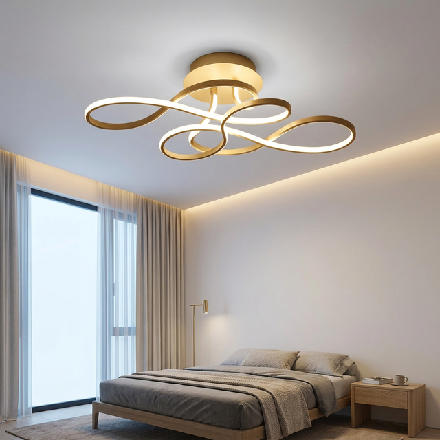 Nordic Modern Simple Style Dimming Remote Control Gold White Black Led Acrylic Ceiling Light Bedroom Living Room Fixture