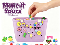 Breloques en silicone mignonnes de style dessin animé pour sac de plage en EVA, accessoires de décoration DIY pour sacs à trous