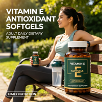 Capsules de vitamine E, antioxydant naturel, complément alimentaire pour adultes, faible teneur en matières grasses, sans sucre, 0,6 g par capsule