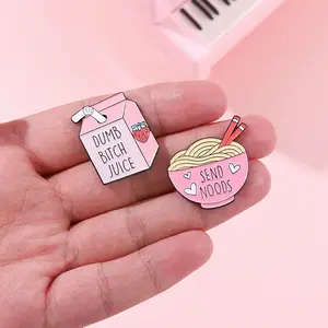 Pink Color Food And Daily Necessities Metal Badge Emblem Novelty Brooches Pin Hard Enamel Pins