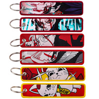 Porte-clés rectangulaire en alliage de zinc avec motif animal, tissage UV, décoration en tissu, style dessin animé, haute vitesse, pour fête, thème belle-mère Dandadan