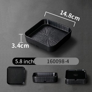 Plat de barbecue en plastique noir mat givré en spirale, <span class=keywords><strong>Rectangle</strong></span> A5 <span class=keywords><strong>assiette</strong></span> en mélamine, vente en gros d'usine - Product Image 5