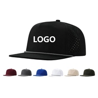 Casquette de sport unisexe vierge avec logo en caoutchouc personnalisé, 5 panneaux, perforations découpées au laser, pour hommes et femmes