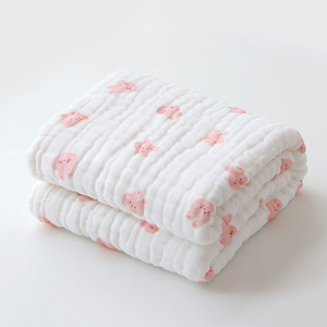 Serviette de bain en gaze Qidou pour bébé, 110x105cm, couverture en coton à 9 couches pour nourrissons et tout-petits - Product Image 1