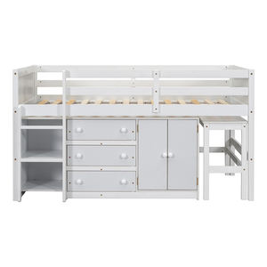 <span class=keywords><strong>Lit</strong></span> superposé pour enfants <span class=keywords><strong>Lit</strong></span> mezzanine bas de taille jumelle avec bureau coulissant, tiroirs, armoire et étagères pour <span class=keywords><strong>lit</strong></span> d'<span class=keywords><strong>enfant</strong></span> de couleur blanche - Product Image 5