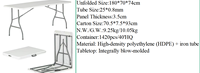 Mesa Plegable de Plástico Rectangular Blanca de HDPE para Eventos al Aire Libre, Bodas, Picnic y Comedor, 6 pies (180 cm), en Oferta