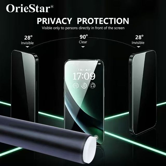 ESR 3 Pack 9H Hardness for 17 Pro Max Privacy Screen Protector Anti-spy Tempered Glass Easy Installation Tool Micro-Curved