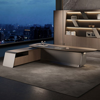 Bureau de direction écologique haut de gamme en forme de L avec rangement Poste de travail de bureau moderne en bois pour