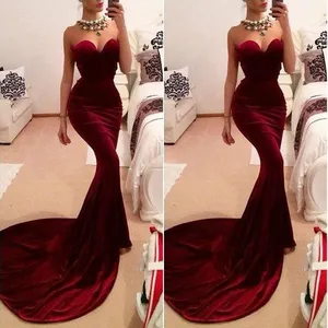 Vestido De Festa Burgundy Sweetheart Long Prom Dress Elastic Satin Kim Kardashian Bandage Corset Lace Up Mermaid Evening Gowns