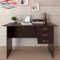 Bureau de travail moderne blanc durable au design épuré avec tiroirs en métal et en bois pour l'école ou le bureau