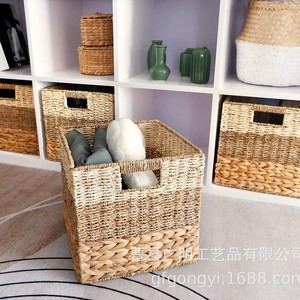 Woven Storage <b>Baskets</b> <b>Square</b> Color Blocking Stackable Clothing Organizer Laundry <b>Basket</b> - Product Image 3
