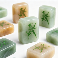 Jeu de Mahjong Américain Grande Taille avec Tuiles en Jade au Toucher Frais et Ton Doux, Idéal pour les Soirées Mahjong, les Jeux en Plein Air, le Camping et les Fêtes
