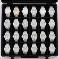 Montre de Luxe 2026 à Quartz Entièrement Sertie de Diamants, Cadran en Verre Cristal, Étanche 5 ATM, Bracelet en Acier Inoxydable, Design Givré, Homme, 41mm, Chiffres Romains
