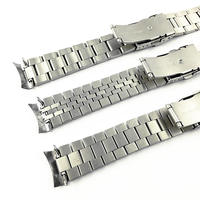 20mm 22mm Bracelet en métal plaqué or à bout incurvé en acier inoxydable massif brossé avec fermoir papillon plongeur
