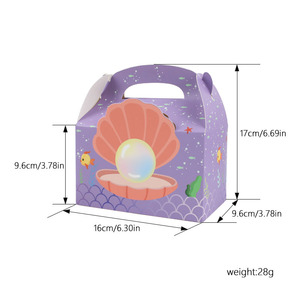Thème de sirène carré à main gâteau Biscuit pâtisserie boîtes en papier imprimé motif <span class=keywords><strong>du</strong></span> <span class=keywords><strong>monde</strong></span> sous-marin pour les fêtes de mariage d'anniversaire - Product Image 5