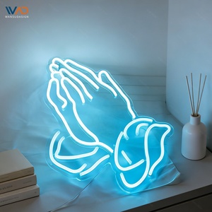Enseigne néon LED en acrylique Mains en prière pour chambre à coucher, salon, décoration de fête, indice de protection IP65 - Product Image 1