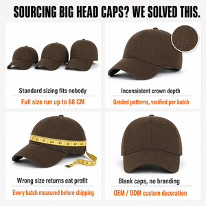 Casquette de baseball surdimensionnée <span class=keywords><strong>XXL</strong></span> 68 cm pour têtes larges, couronne profonde, en sergé de coton YKZG, style Dad Hat, personnalisable - Product Image 2