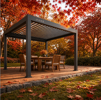 Pergola en aluminium Jiake 6063-T5 avec toit à lames motorisées pour jardin, patio, gazebo, pavillon, terrasse, idéale pour l'automne et les feuilles d'érable