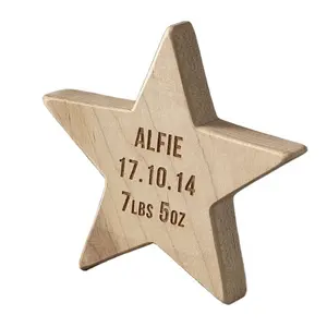 Customized Wooden Star Decoration Maple Wood Stars Engraving Logo
