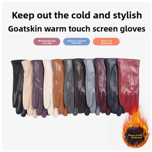 European American Russian Women's Colorful Touchscreen Sheepskin Genuine Leather <b>Gloves</b> Winter <b>Warm</b> Fleece <b>Gloves</b> for Daily Use - Product Image 6