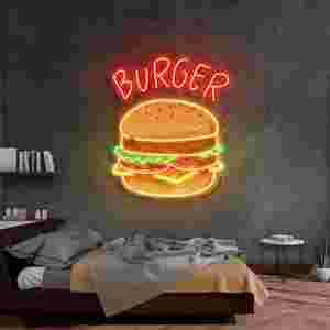 Insegna al Neon LED Personalizzata IPixel OEM&ODM per Auto, Ristoranti e Negozi - Design <span class=keywords><strong>Hamburger</strong></span> Stampato UV, Impermeabile IP67, Controllo App Bluetooth - Product Image 4