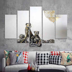 Abstract Cheetah Print on <b>Canvas</b>: Modern Leopard <b>Wall</b> Art,SET OF 5 MIX <b>CANVAS</b> - Product Image 3