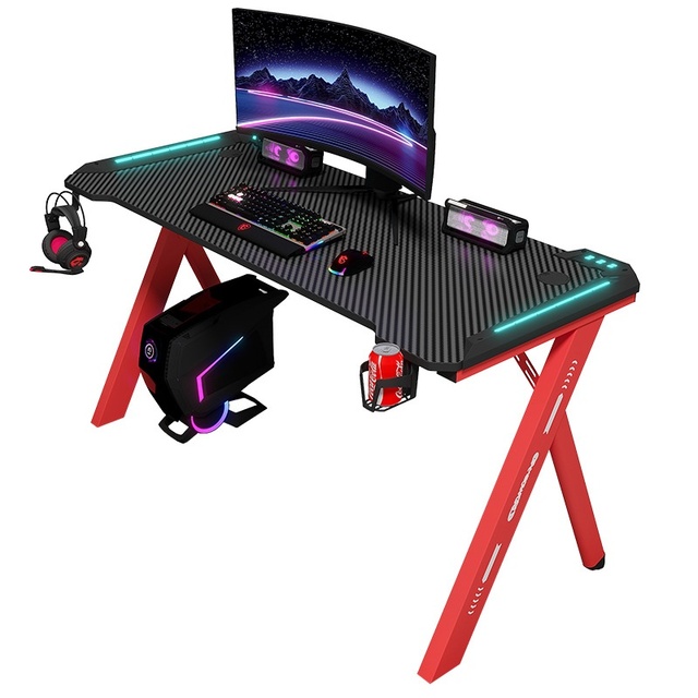 Manufacturer Supplies RGB Gaming Desks D2107/D2113 for Internet Cafes Home Office Cross-Border Computer Desks Carbon Fiber