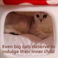 Lit pour chat mignon et tendance en forme de champignon, design parapluie rouge, chaud et confortable, amovible et lavable pour toutes les saisons