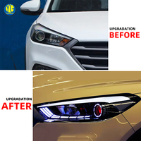 YU GUANG Accesorios de Coche para Hyundai TUCSON 2015 2016 2017 2018, Faros Delanteros LED Mejorados con Ojos de Demonio