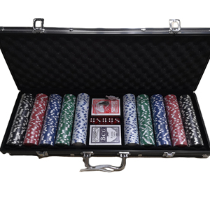 LANDER-MAN ABS 500pcs Chip Poker Texas Poker With Aluminum Case Casino Games