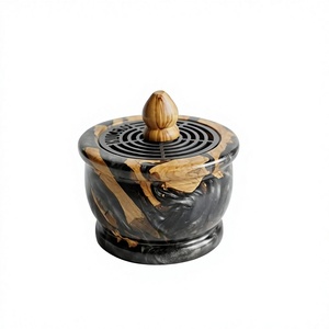 Brûleur à Bakhoor de luxe en bois d'acacia arabe et résine époxy, fait main, porte-encens Mubkhar pour Oud, parfum arabe - Product Image 1