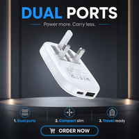 Produits les plus vendus 2026 : Chargeurs et adaptateurs de voyage ultra-minces et rapides, chargeur mural pliable 20W avec prise UK, chargeur PD QC GAN