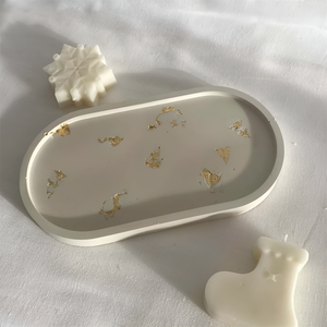 Mohom sang trọng thiết kế hiện đại Khay lá vàng khay Bê tông với lá vàng để hiển thị xà phòng hoặc đồ trang sức khay trang trí - Product Image 6