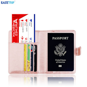 Best Design Rose Gold Travel Passport Cover Button Closure PU Leather <strong>Ticket</strong> <strong>Holder</strong> - Product Image 1