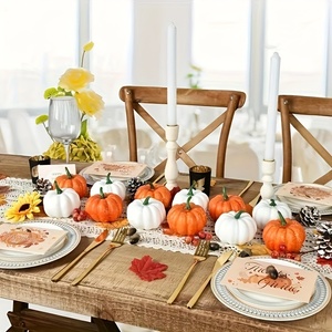 Grande citrouille artificielle blanche et orange en mousse avec feuille d'érable pour la décoration intérieure, l'Halloween et les loisirs créatifs - Product Image 5