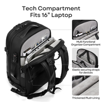 Sac à dos pour ordinateur portable extensible, étanche, avec serrure TSA, chargement USB, poche latérale pour bouteille, pour homme