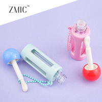 Tubes de brillant à lèvres mignons en forme de sucette avec porte-clés, emballage vide rose pour baume à lèvres avec fenêtre, tube de rouge à lèvres liquide unique pour filles et enfants