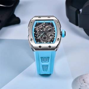 Reloj de Lujo para Hombre PINTIME 8133 Tonneau, Nuevo Movimiento de Cuarzo, Diseño Tourbillon Hueco, Silicona, Acero Inoxidable, Cristal Personalizable - Product Image 6