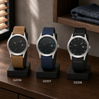 Montre-bracelet pour homme d'affaires, boîtier en alliage, bracelet en cuir véritable, montre à quartz pour tenue quotidienne
