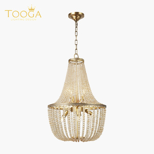 Custom Handmade Modern Luxury Brass Crystal Bead <b>Chandelier</b> 6-Light for Dining Room Living Room Villa Hotel OEM ODM - Product Image 1