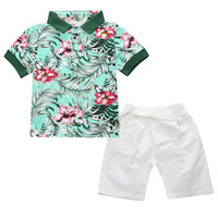 Ensemble deux pièces d'été en coton de style coréen pour garçons : chemise à col et short – Tenue élégante pour jeunes enfants
