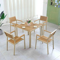 Ensemble de meubles d'extérieur en bois pour restaurant, table et chaise de jardin en métal et plastique pour café, patio pour 4 et 6 personnes