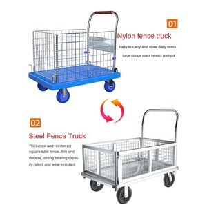 Chariot de ramassage des déchets de supermarché pliable robuste, chariot à tirer, capacité de charge de 500 kg, <span class=keywords><strong>lit</strong></span> plat portable - Product Image 3