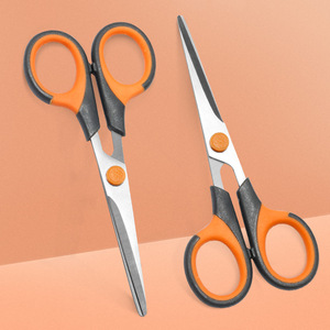 Stainless Steel Scissors Orange Gray Straight Head 2cr13 Material For Home Office Paper Cutting Crafts Bulk Size - Product Image 1