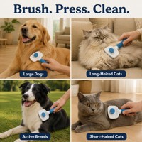 Brosse autonettoyante anti-poils pour chiens et chats, outil de toilettage ergonomique en acier inoxydable à pression unique avec embouts de protection